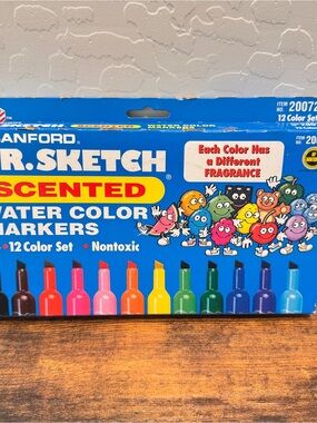 Vintage 1998 Set of 12 Sanford Mr. Sketch Scented Watercolor Markers #20072